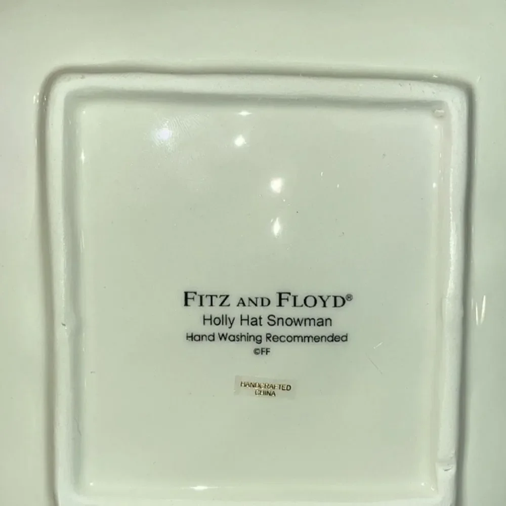 Fitz & Floyd Holly Hat Snowman Snack Plate w/ Spreader